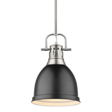 Golden 3604-S PW-BLK - Yep by Golden Lighting Duncan 1-light 9in Rod Hung Pendant in Pewter and Matte Black shade